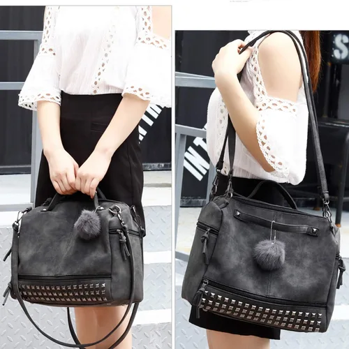 Vista 7 de Pahajim Bolsos de mano con tachuelas para mujer, estilo punk, estilo casual, estilo hobo rockero