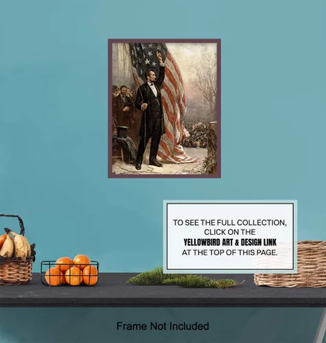 Vista 6 de Abraham Abe Lincoln - Póster artístico de la bandera estadounidense, regalo patriótico de 8 x 10 pulgadas para hombres, republicanos, conservadores
