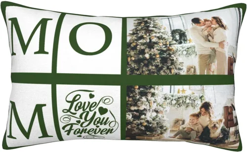 Vista 13 de Fundas de almohada de algodón personalizadas con collages de fotos de 12 x 20 pulgadas, fundas protectoras de almohada personalizadas con cremallera
