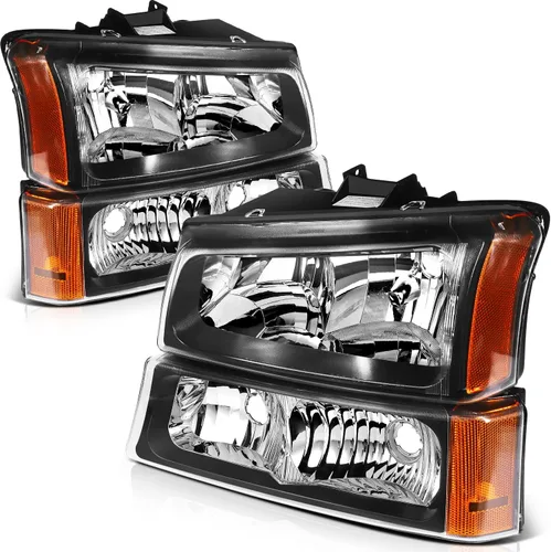 Vista 23 de Conjunto de faros delanteros para Chevy Avalanche 1500 2003-2006 para Avalanche 2500 03-06 para 1500 Classic 2007 carcasa negra reflector ámbar
