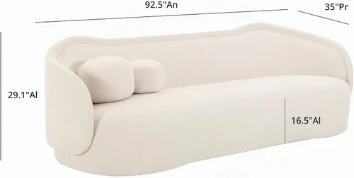 Vista 3 de Tov Furniture Sofá de terciopelo texturizado Circe Crema