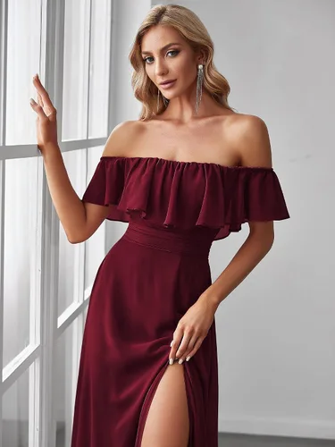 Vista 5 de Ever-Pretty Womens Off The Shoulder Ruffle Party Dresses Side Split Beach Maxi Dress 00968