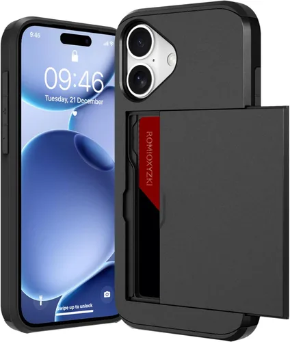 Vista 25 de ZIYE Funda tipo cartera para iPhone 16 Plus con tarjetero, antiarañazos de doble capa con bolsillo oculto, funda a prueba de golpes compatible