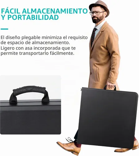 Vista 6 de ZenStyle Mesa plegable resistente de 4 pies, parte superior de plástico y patas de acero, mesa de utilidad para interiores y exteriores con asa