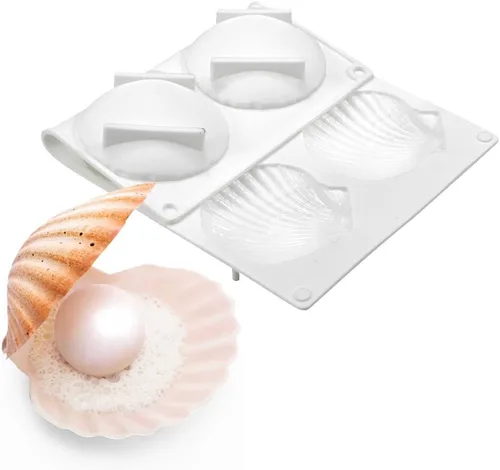 Vista 4 de Molde para pastel en forma de concha de silicona para hornear galletas, molde para hornear bricolaje, molde para hornear, accesorios de cocina