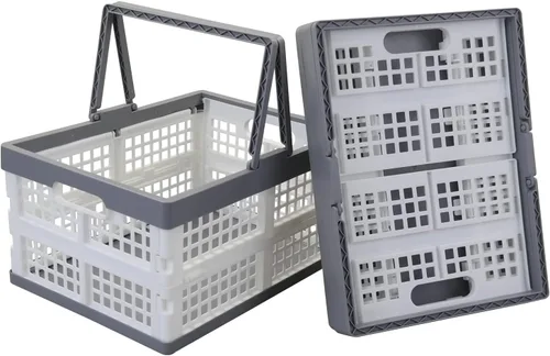 Vista 8 de Teyyvn Paquete de 4 cajas plegables para leche, contenedores apilables de plástico de 15 L