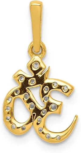 Vista 3 de Colgante Om de oro amarillo macizo de 14 quilates con diamante de 16 quilates