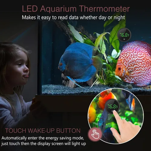 Vista 3 de LOFICOPER Termómetro digital para acuario, termómetro adhesivo para acuario, termómetro de tanque de ajolote de precisión de ± 1 ℉ con batería