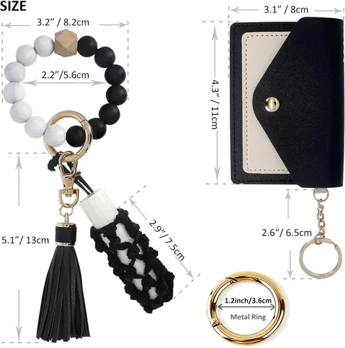 Vista 2 de BIHRTC Pulsera de silicona con llavero de pulsera con soporte de red para mujer