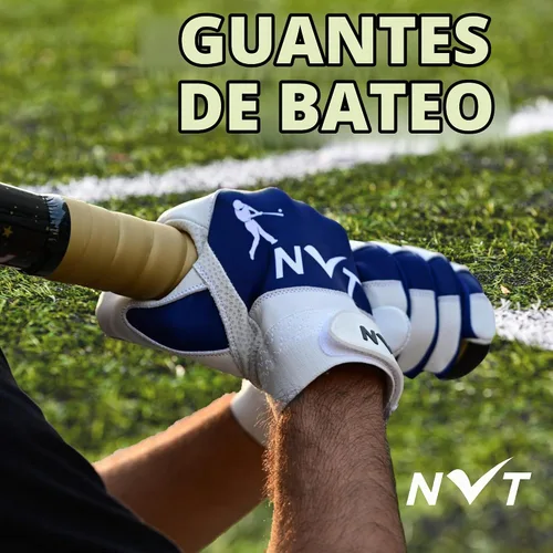 Vista 5 de NVT Baseball Batting Gloves for Men & Youth, Genuine Leather Palm Grip Azul