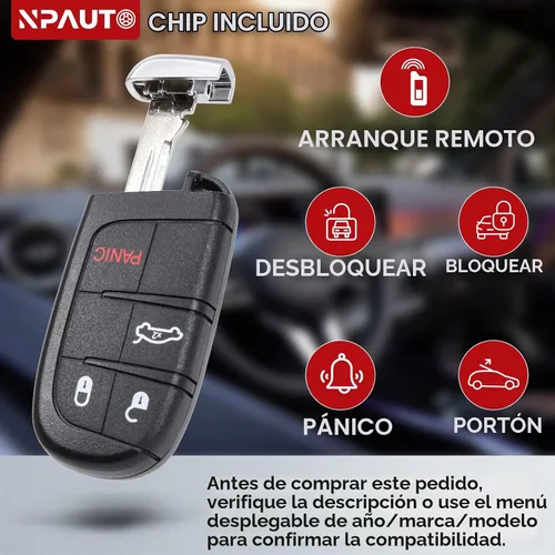Vista 2 de NPAUTO Llavero inteligente de repuesto para Dodge Charger Challenger Dart Durango Chrysler 300 2011 2012 2013 2014 2015 2016 2017 2018 - Llaveros