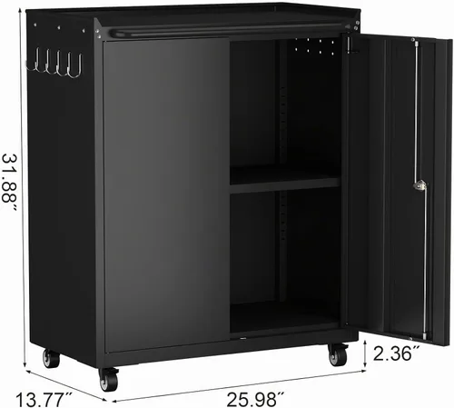 Vista 3 de GREATMEET Garage Storage Cabinet with Wheels, Mobile Rolling Tool Cabinet