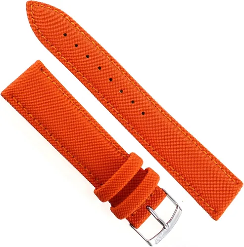 Vista 4 de 0.787 in Milano Mens Orange Techno Canvas Texture Stitched Sport Watch Band 2778