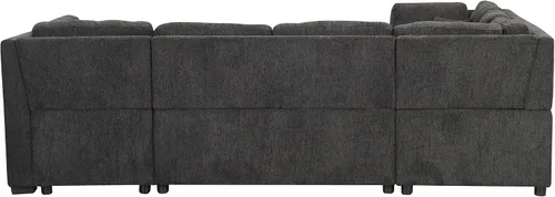 Vista 9 de LUMISOL Sofá seccional grande en forma de U para sala de estar, sofá cama extraíble con 2 puertos USB y 2 enchufes de corriente, sofá cama moderno