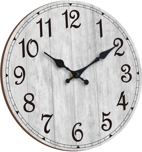Vista 14 de Reloj de pared de 8 pulgadas, reloj analógico silencioso con pilas A-azul Blanco Marrón