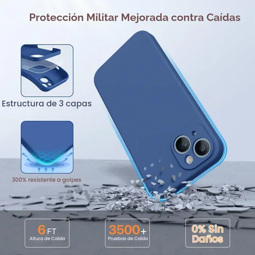 Vista 8 de Miracase - Funda diseñada para iPhone 14 con protector de pantalla, [protección de cámara mejorada], funda de silicona líquida a prueba de golpes
