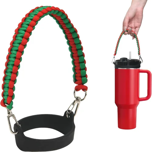 Vista 8 de Wongeto Correa con Asa para Botella de Agua - Compatible con Botella de Agua Stanley - Asa de Paracord para Accesorios de Vaso Stanley