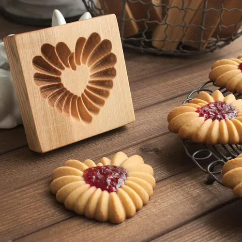 Vista 10 de Molde de Galletas de Madera Herramienta de Decoración de Galletas de Madera Moldes de Galletas 3D Molde de Hornear Gracioso Arte de Relieve Navidad