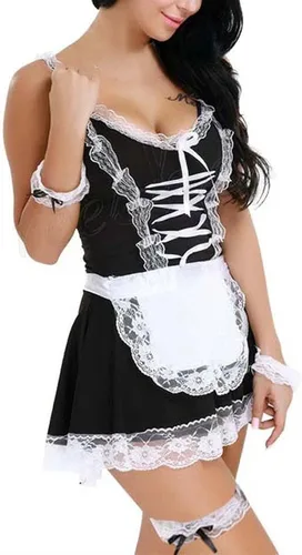 Vista 4 de RTRDE Conjunto de lencería sexy y traviesa para mujer, ropa interior clásica para cosplay, ropa