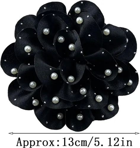 Vista 3 de Broche de flores grandes para mujer, delicada tela de satén, broches de rosas grandes, broches florales de perlas, alfileres de solapa para novia