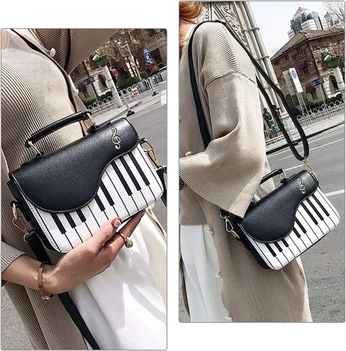 Vista 6 de Regalos de piano/Regalos temáticos de la música, diseño de piano, bolso cruzado de piel sintética para mujeres, adolescentes/bolso de mano de regalo
