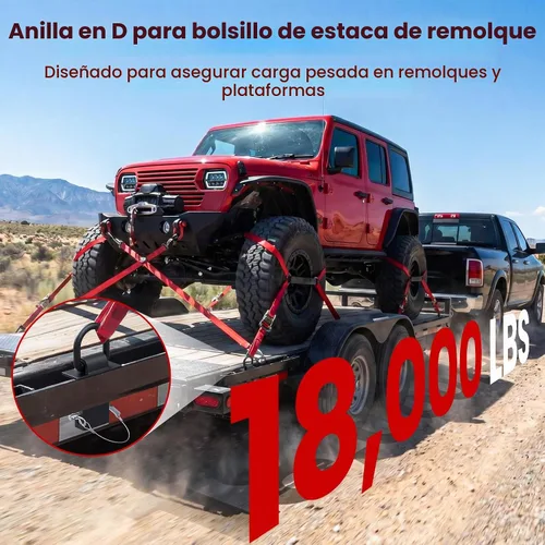 Vista 2 de Anillo en D de bolsillo de estaca, anillos D de 18000 libras de alta resistencia para remolques y camiones planos, accesorios de amarre de tractor