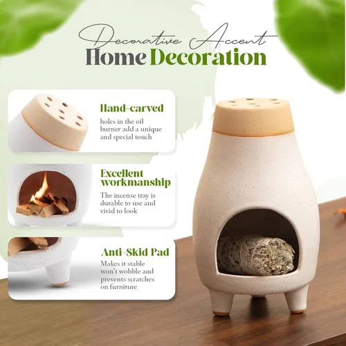 Vista 3 de Palo Santo Sage Incienso Holder I Meditación Regalo Cerámica Decoración Cuenco Suministros de Brujería Cuenco de Manchas I Quemador Elegante
