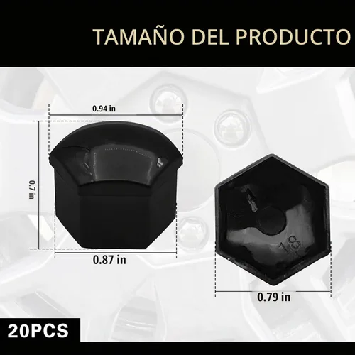 Vista 2 de 20 unidades de tapas para tuercas de rueda, tapones de 17 mm con herramienta de extracción, tapa hexagonal de plástico a prueba de polvo para rueda