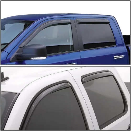 Vista 4 de 8 Pieces - Sun Rain Wind Deflectors Door Window Visors Outside Mount Channel Style Dark Smoke Tint for Chevy for Equinox 2010-2017