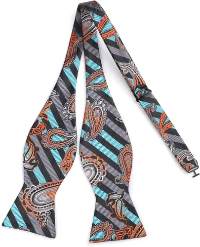Vista 226 de HISDERN Pajaritas para hombre, corbatín de cachemira para hombre, corbata de lazo y bolsillo cuadrado, juego formal de esmoquin para boda