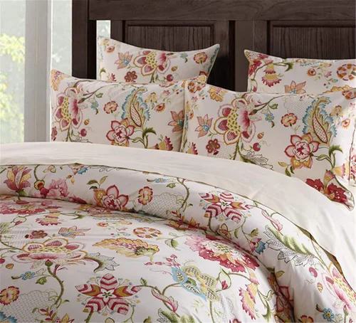 Vista 2 de ABREEZE Juego de funda de edredón tamaño individual con cierre de botón, 100% algodón egipcio, juego de ropa de cama floral de granja, color rosa, 3
