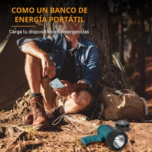 Vista 7 de YIERBLUE Linterna de Foco Recargable con 1000000 Altos Lúmenes LED, Foco de Largo Alcance Impermeable IP67, Linterna de Mano Resistente a Impactos