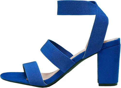 Vista 2 de DREAM PAIRS Sandalias de tacón de vestir con correa elástica alta y gruesa para mujer