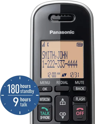 Vista 5 de Teléfono inalámbrico compacto Panasonic con DECT 6.0, LCD ámbar de 1.6" y teclado HS iluminado, bloqueo de llamadas, identificador de llamadas