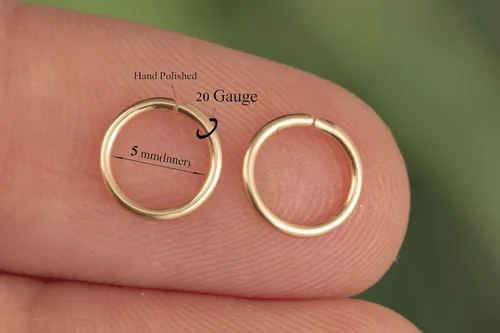 Vista 2 de Aretes de aro de oro de plata – Aretes de aro para mujer, dos piezas de aros de plata fina rellenos de oro, aro de hélice, anillo de tragus, aro