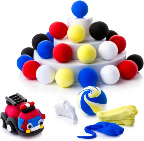 Vista 4 de Arcilla Air Dry Azul para Niños - 36 Arcillas Airdry Envasadas Individualmente para Artes y Manualidades - Espuma de Cosplay Blanda y Apretable