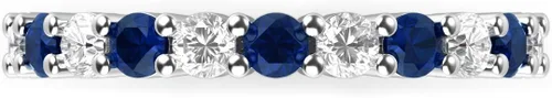 Vista 3 de Anillo de compromiso, alianza, 3.50MM de plata fina 925 Blanco y azul CZ Eternity
