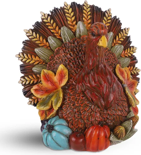 Vista 10 de winemana - Decoraciones de mesa de pavo de resina para Acción de Gracias, 9.5 pulgadas
