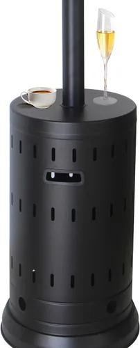 Vista 7 de Golden Flame Calentador de patio de gas natural serie XL, 45,000 BTU, 89 pulgadas de alto, encendido con botón, seguridad antiinclinación, ruedas