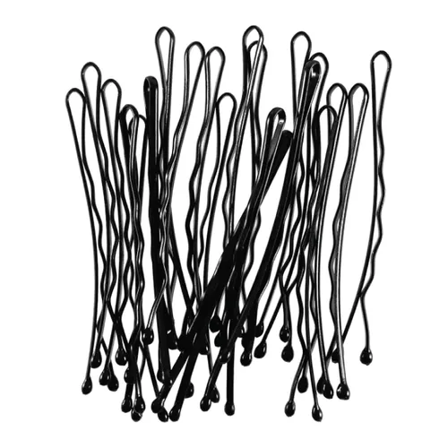 Vista 2 de ForPro Professional Collection Bobby Pins (400 unidades aproximadamente), negro, 2 pulgadas de largo, con punta de bola, rizado, antideslizante,
