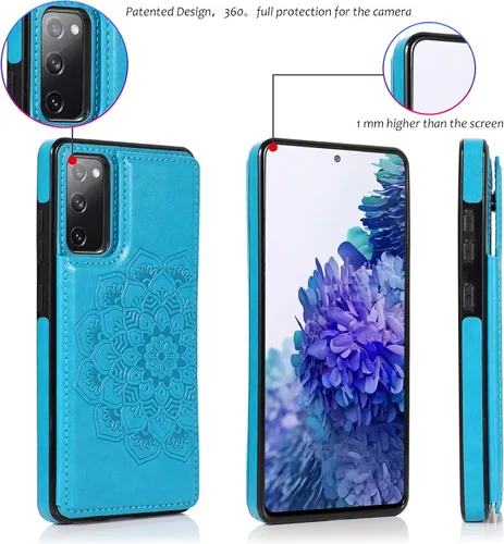 Vista 7 de Asuwish Funda compatible con Samsung Galaxy S20 FE y protector de pantalla de vidrio templado, ranura para tarjetero, función atril, cubierta
