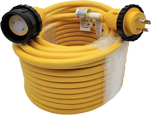 Vista 9 de Parkworld Cable de extensión de alimentación RV Shore, NEMA L5-30 Twist Lock 30A, cable de extensión de barco marino, hembra con collar de sello