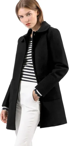 Vista 3 de Allegra K Gabardina de invierno de un solo pecho para mujer