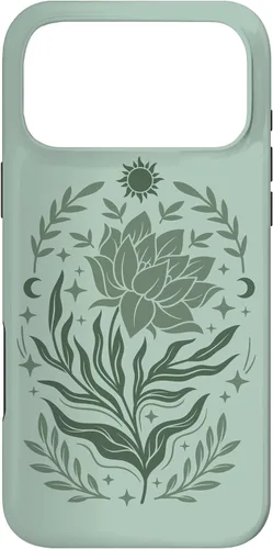 Vista 22 de Sage & Green Flowers Sun Crescent Moon Boho Floral Celestial Case for iPhone 16
