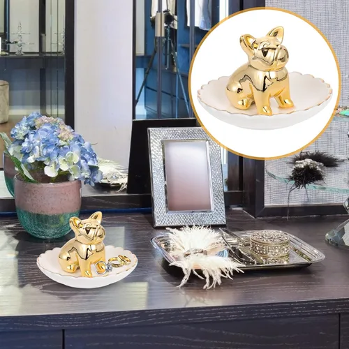 Vista 7 de Cabilock Bandeja de joyería de animales, placa de joyería, organizador de collares, aretes, plato de baratija, anillo de cerámica, figurita, soporte