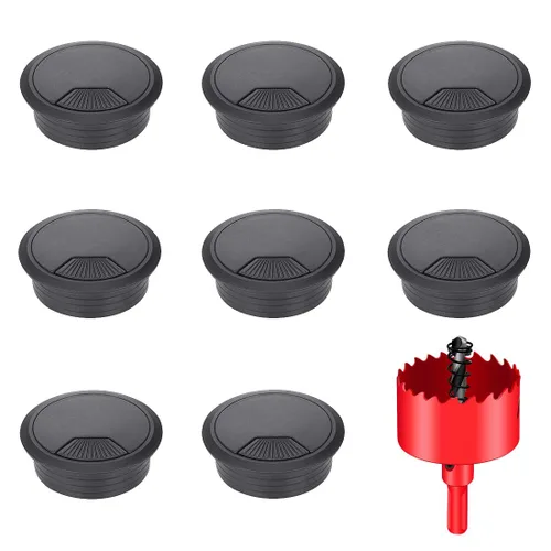 Vista 11 de TuTuYa 10 piezas de pasacables de escritorio, pasacables de escritorio de 1-3/8 pulgadas (35 mm) con sierra de agujero, ideal para cables de mesa