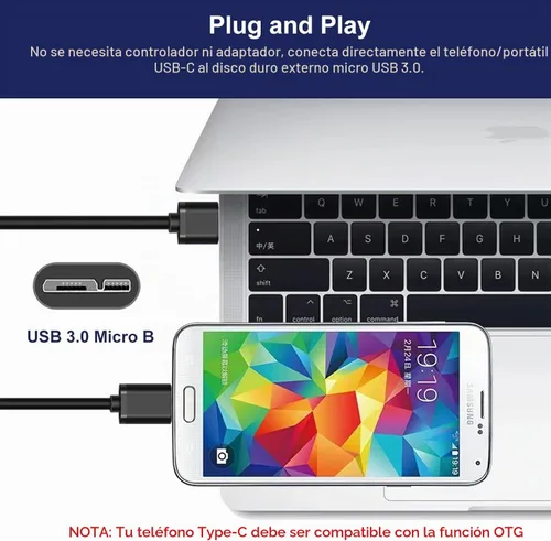 Vista 7 de Cable USB C a Micro USB 3.0 de carga rápida, cable de transferencia de datos de alta velocidad de 10 Gbps compatible con Samsung Galaxy S5 Note 3