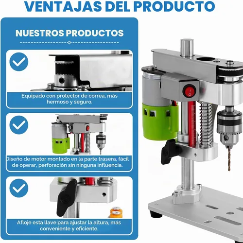 Vista 3 de Mini prensa de taladro de sobremesa con luz de trabajo, diseño de motor 795