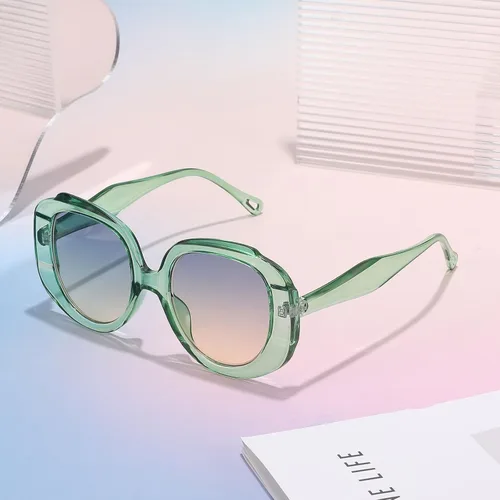 Vista 4 de WANWAN Gafas de sol redondas de gran tamaño para mujer, marco grande, gafas de sol retro de moda para hombres, vacaciones a la moda