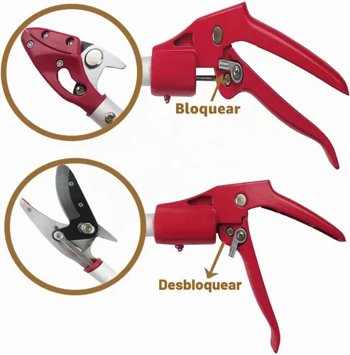Vista 3 de Podadora de largo alcance de 2 pies y recolector de frutas con función de corte y sujeción, poste de aluminio ligero de 0.7 libras con cabezal